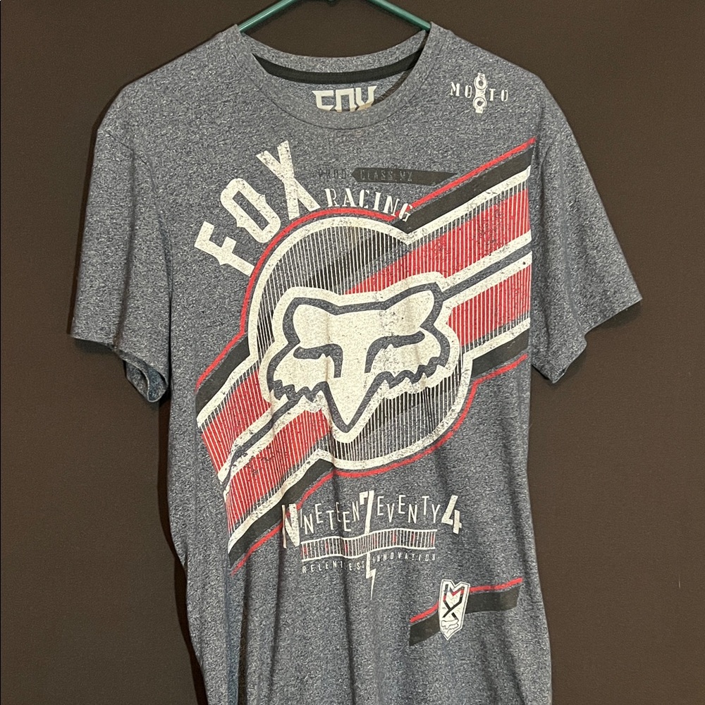 Fox Racing Gray and Red Graphic Tee